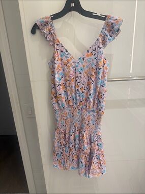 Ramy Brook Floral Smocked Mini Dress in Pastel Lavender size xs